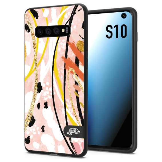 CUSTOMIZZA - Custodia cover nera morbida in tpu compatibile per Samsung S10 fiori astratti donna zebrato leopardato fantasia dorata gialla rosa colorata