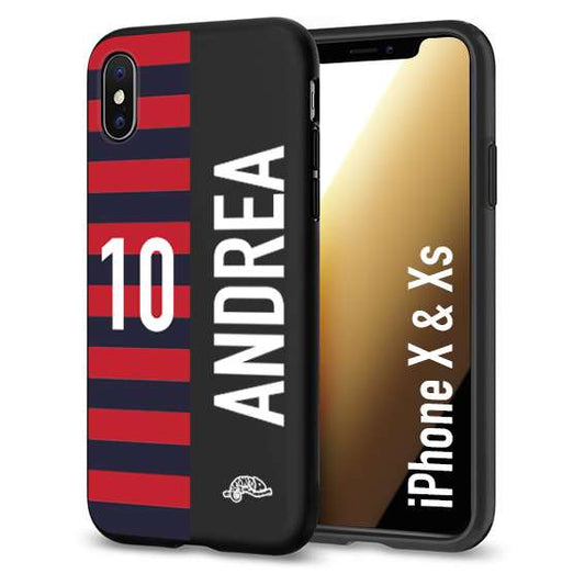 CUSTOMIZZA - Custodia cover nera morbida in tpu compatibile per iPhone X - Xs personalizzata calcio football nome e numero calciatori rossoblu