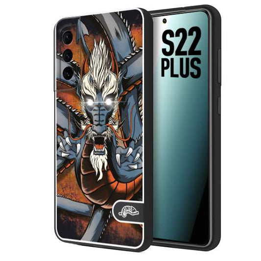 CUSTOMIZZA - Custodia cover nera morbida in tpu compatibile per Samsung S22 PLUS drago giapponese tattoo japan dragon