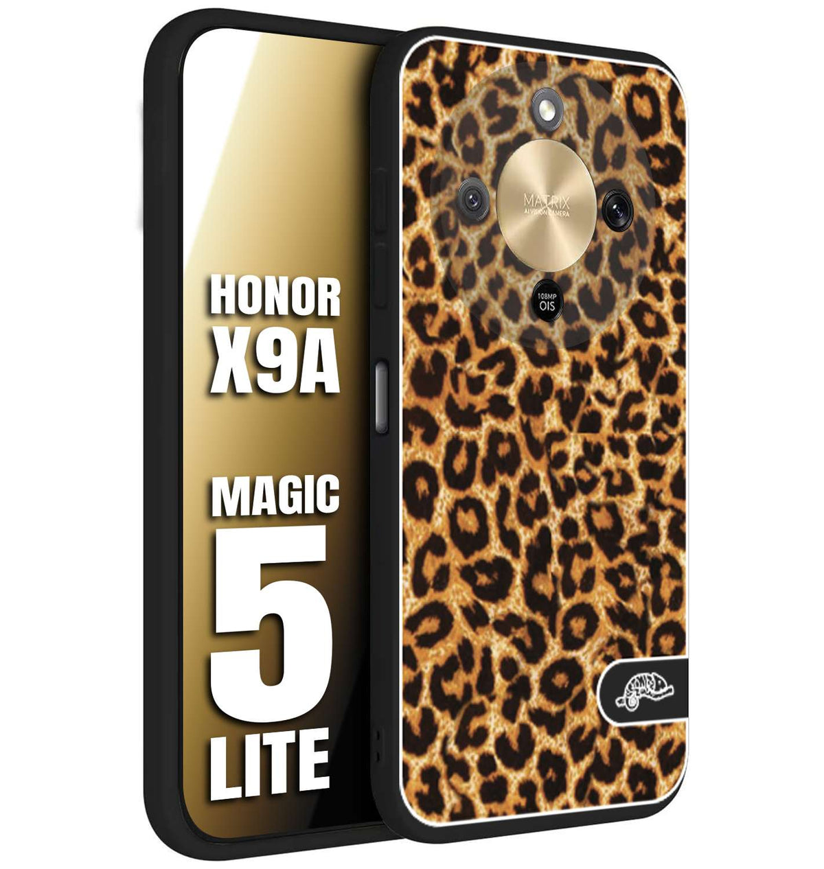 CUSTOMIZZA - Custodia cover nera morbida in tpu compatibile per Honor X9A - Honor Magic 5 Lite leopardato maculato donna marrone leopard brown