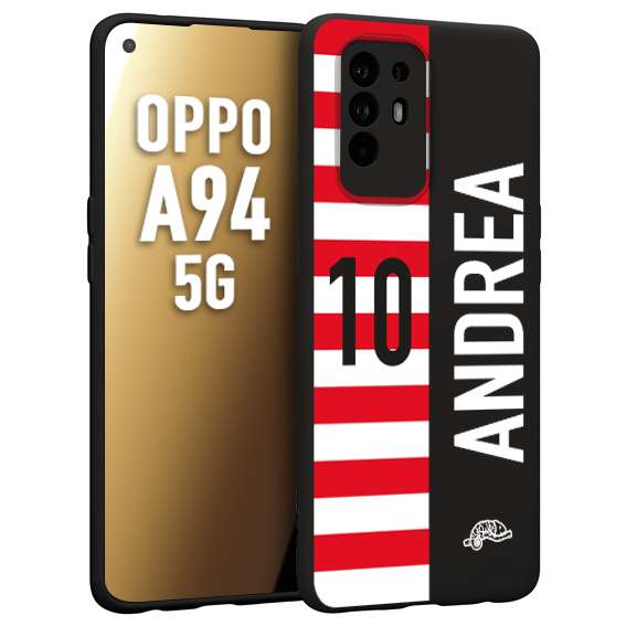 CUSTOMIZZA - Custodia cover nera morbida in tpu compatibile per Oppo A94 5G personalizzata calcio football nome e numero calciatori bianco rossa