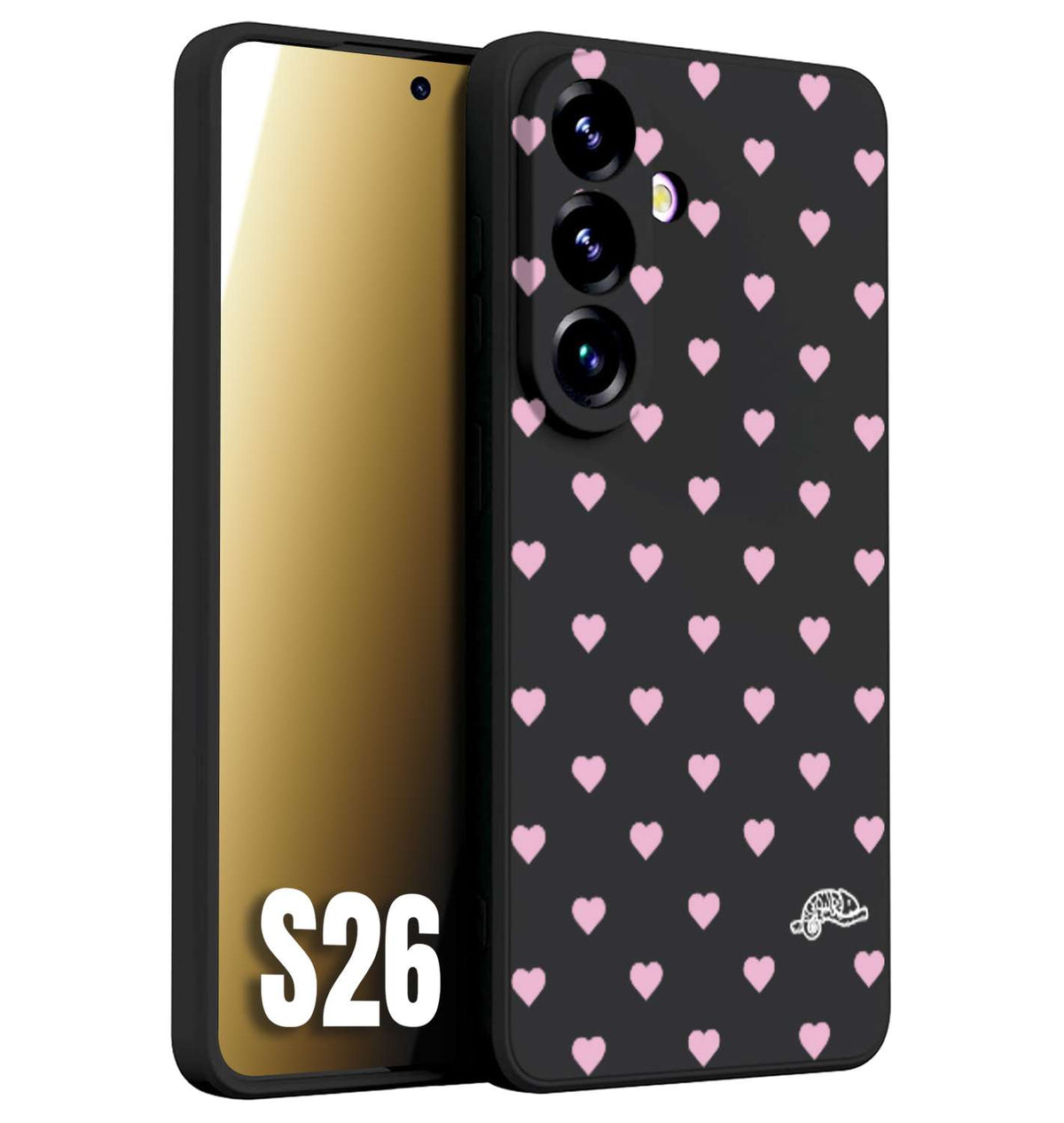 CUSTOMIZZA - Custodia cover nera morbida in tpu compatibile per Samsung S26 cuori pois rosa su nero donna pin up vintage