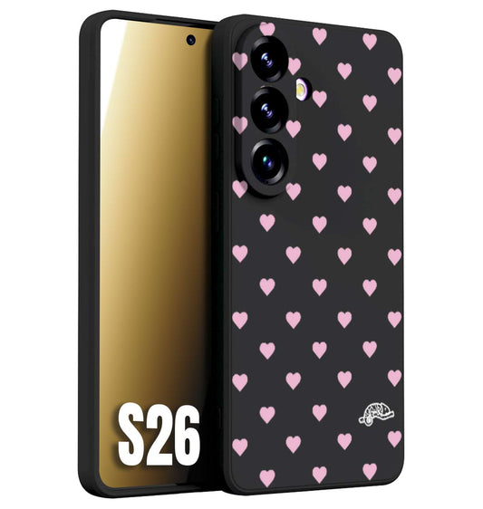 CUSTOMIZZA - Custodia cover nera morbida in tpu compatibile per Samsung S26 cuori pois rosa su nero donna pin up vintage
