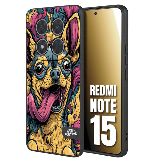 CUSTOMIZZA - Custodia cover nera morbida in tpu compatibile per Xiaomi Redmi Note 15 Chihuahua illustrazione cane pop art cane street art cartone animato