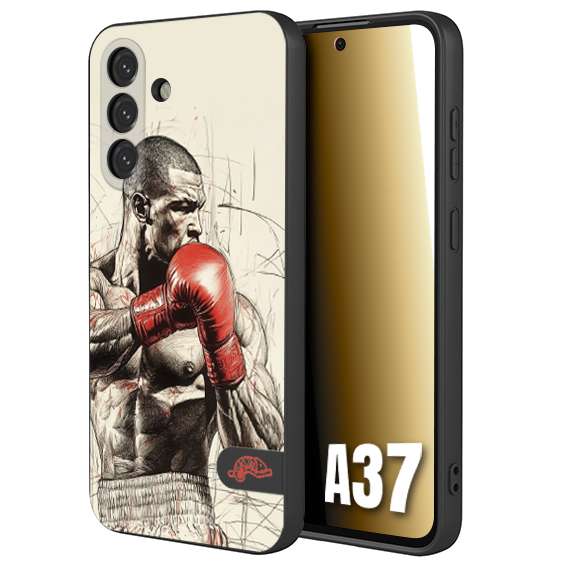 CUSTOMIZZA - Custodia cover nera morbida in tpu compatibile per Samsung A37 pugilato pugili disegno tattoo guantoni box sport ring
