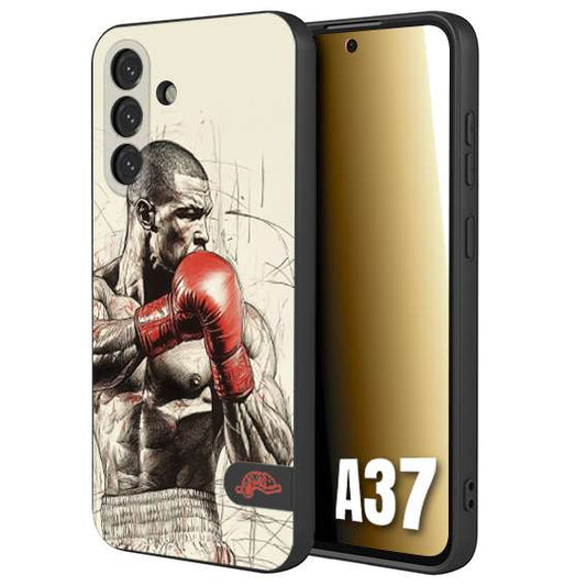 CUSTOMIZZA - Custodia cover nera morbida in tpu compatibile per Samsung A37 pugilato pugili disegno tattoo guantoni box sport ring