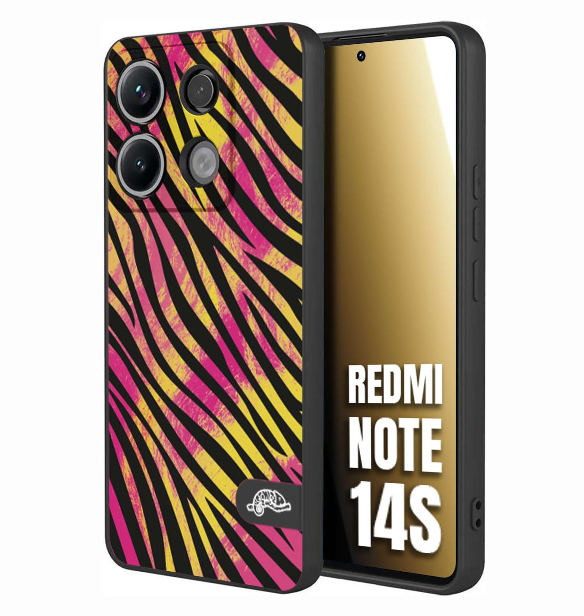 CUSTOMIZZA - Custodia cover nera morbida in tpu compatibile per Xiaomi Redmi Note 14S zebrata maculata a rilievo soft touch donna fucsia gialla