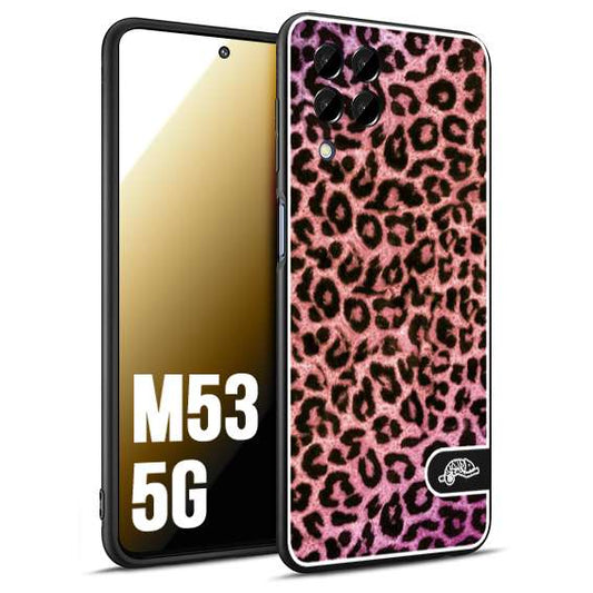 CUSTOMIZZA - Custodia cover nera morbida in tpu compatibile per Samsung M53 5G leopardato maculato donna rosa leopard