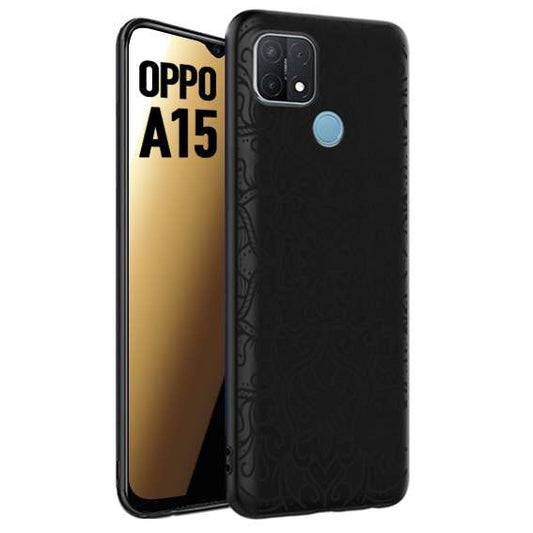 CUSTOMIZZA - Custodia cover nera morbida in tpu compatibile per Oppo A15 mandala nero fiore vedo non vedo donna