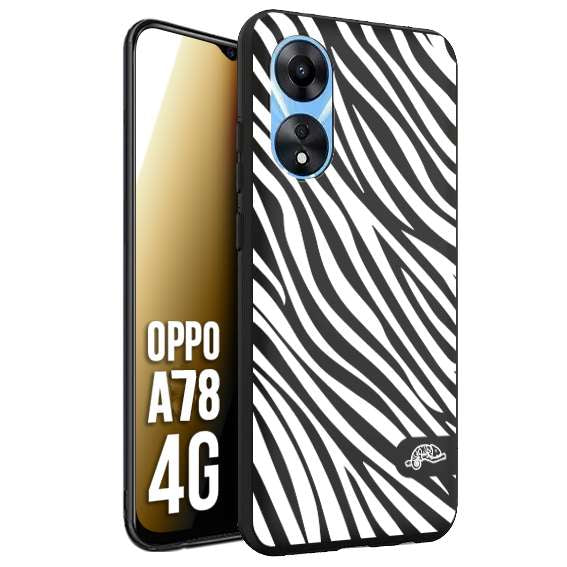 CUSTOMIZZA - Custodia cover nera morbida in tpu compatibile per Oppo A78 4G zebrata maculata a rilievo soft touch donna bianca