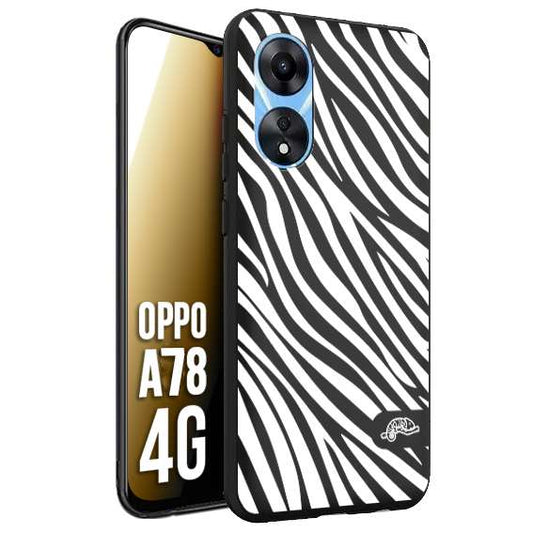 CUSTOMIZZA - Custodia cover nera morbida in tpu compatibile per Oppo A78 4G zebrata maculata a rilievo soft touch donna bianca