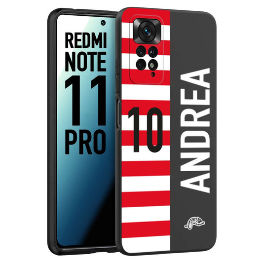 CUSTOMIZZA - Custodia cover nera morbida in tpu compatibile per Xiaomi Redmi Note 11 PRO personalizzata calcio football nome e numero calciatori bianco rossa