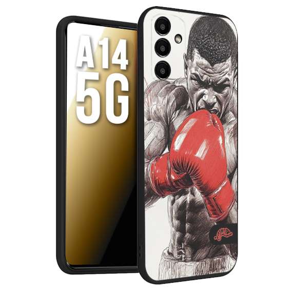 CUSTOMIZZA - Custodia cover nera morbida in tpu compatibile per Samsung A14 5G pugilato pugili disegno tattoo guantoni box pesi massimi gancio