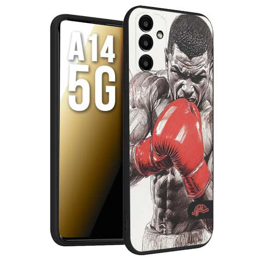 CUSTOMIZZA - Custodia cover nera morbida in tpu compatibile per Samsung A14 5G pugilato pugili disegno tattoo guantoni box pesi massimi gancio