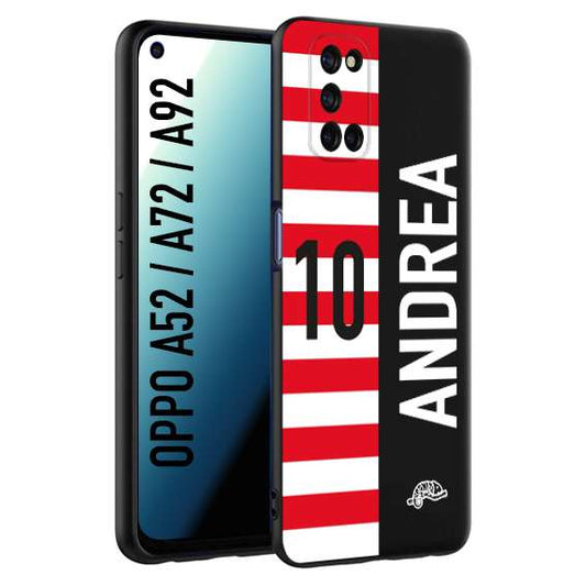 CUSTOMIZZA - Custodia cover nera morbida in tpu compatibile per Oppo A52 - A72 - A92 personalizzata calcio football nome e numero calciatori bianco rossa