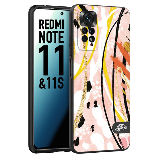 CUSTOMIZZA - Custodia cover nera morbida in tpu compatibile per Xiaomi Redmi Note 11 -  Note 11S fiori astratti donna zebrato leopardato fantasia dorata gialla rosa colorata