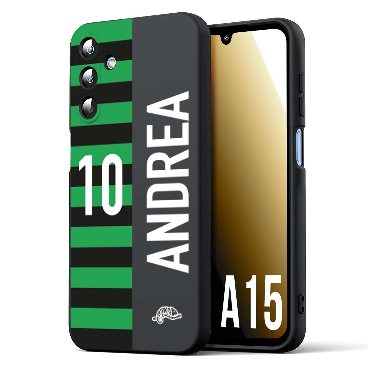 CUSTOMIZZA - Custodia cover nera morbida in tpu compatibile per Samsung A15 5G personalizzata calcio football nome e numero calciatori neroverde