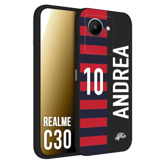 CUSTOMIZZA - Custodia cover nera morbida in tpu compatibile per Oppo Realme C30 personalizzata calcio football nome e numero calciatori rossoblu