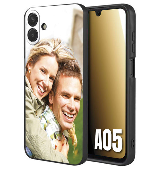 CUSTOMIZZA - Custodia cover nera morbida in tpu compatibile per Samsung A05 personalizzata con foto immagine scritta a piacere