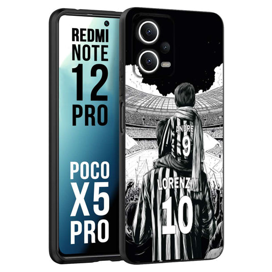 CUSTOMIZZA - Custodia cover nera morbida in tpu compatibile per Xiaomi Redmi Note 12 PRO - POCO X5 PRO personalizzata calcio football nome e numero calciatori bianconeri bianca e nera