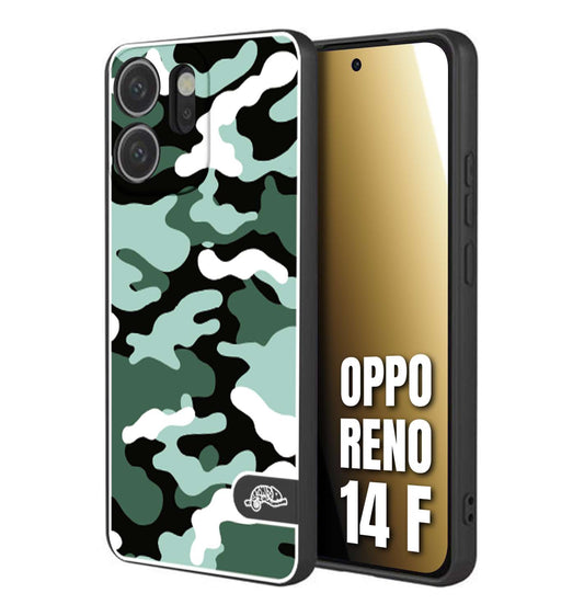 CUSTOMIZZA - Custodia cover nera morbida in tpu compatibile per Oppo Reno 14 F camouflage mimetico militare verde green
