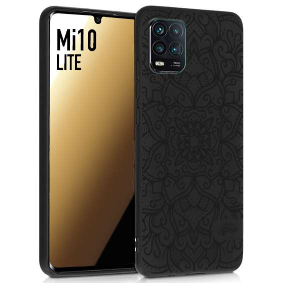 CUSTOMIZZA - Custodia cover nera morbida in tpu compatibile per Xiaomi Mi 10 LITE mandala nero fiore vedo non vedo donna