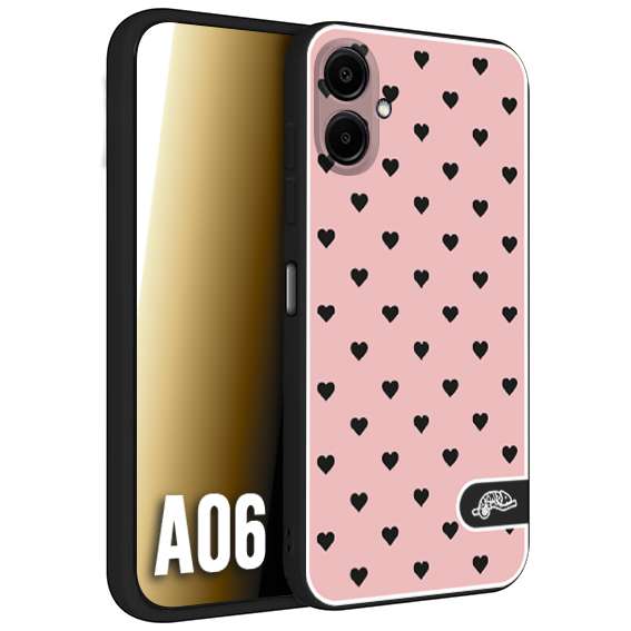 CUSTOMIZZA - Custodia cover nera morbida in tpu compatibile per Samsung A06 cuori pois rosa donna pin up vintage