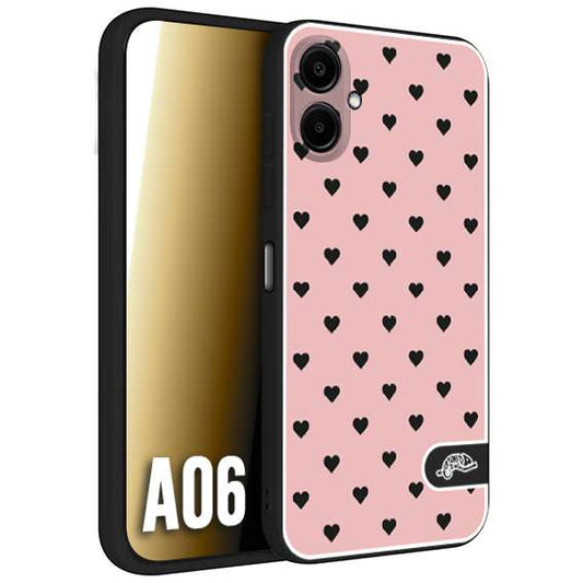 CUSTOMIZZA - Custodia cover nera morbida in tpu compatibile per Samsung A06 cuori pois rosa donna pin up vintage