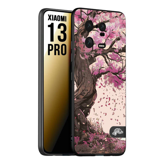 CUSTOMIZZA - Custodia cover nera morbida in tpu compatibile per Xiaomi 13 PRO giapponese colori morbidi fiori di ciliegio rosa disegnata
