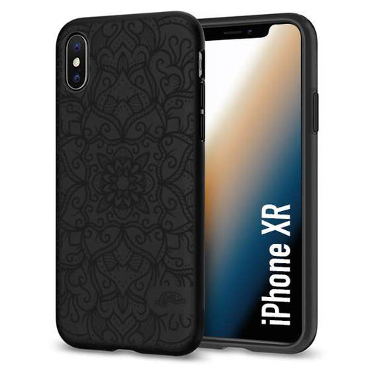 CUSTOMIZZA - Custodia cover nera morbida in tpu compatibile per iPhone Xr mandala nero fiore vedo non vedo donna