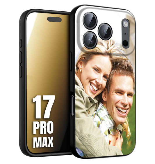 CUSTOMIZZA - Custodia cover nera morbida in tpu compatibile per iPhone 17 PRO MAX personalizzata con foto immagine scritta a piacere