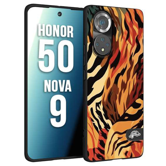 CUSTOMIZZA - Custodia cover nera morbida in tpu compatibile per Huawei Nova 9 - Honor 50 leopardato maculato tigrato tiger colorata gialla rossa arancio