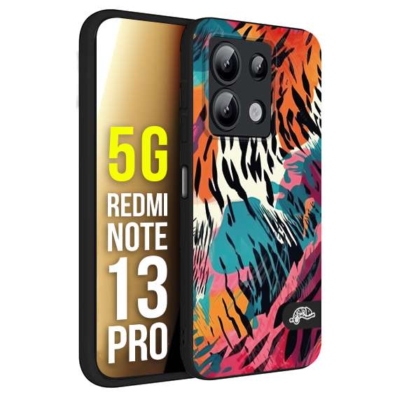 CUSTOMIZZA - Custodia cover nera morbida in tpu compatibile per Xiaomi Redmi Note 13 PRO 5G leopardato maculato tigrato tiger colorata summer color