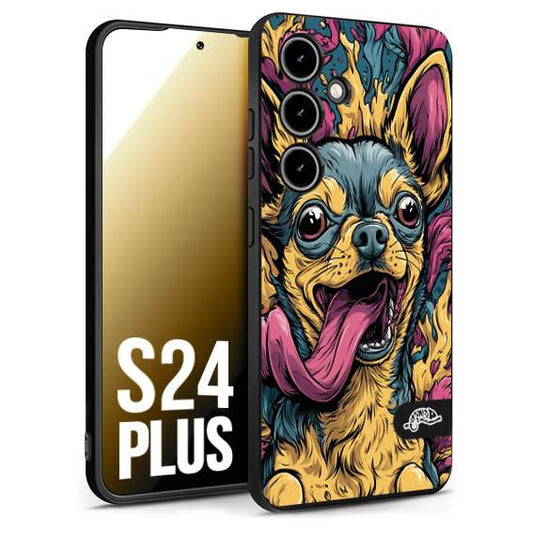 CUSTOMIZZA - Custodia cover nera morbida in tpu compatibile per Samsung S24 PLUS Chihuahua illustrazione cane pop art cane street art cartone animato