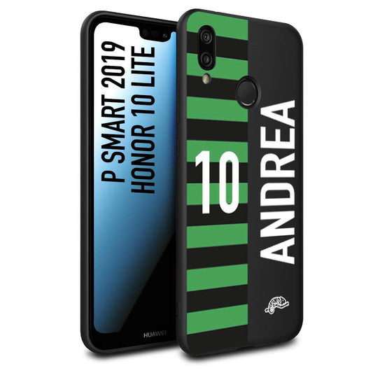 CUSTOMIZZA - Custodia cover nera morbida in tpu compatibile per Huawei P SMART 2019 personalizzata calcio football nome e numero calciatori neroverde