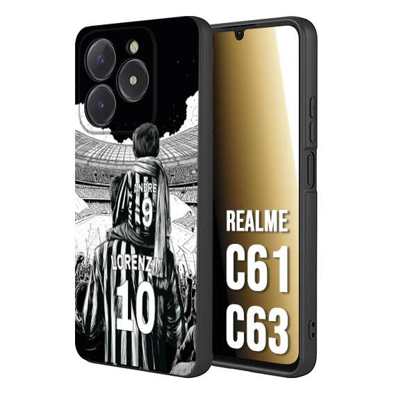 CUSTOMIZZA - Custodia cover nera morbida in tpu compatibile per Realme C61 - C63 personalizzata calcio football nome e numero calciatori bianconeri bianca e nera