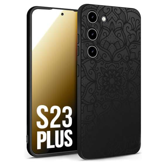 CUSTOMIZZA - Custodia cover nera morbida in tpu compatibile per Samsung S23 PLUS mandala nero fiore vedo non vedo donna