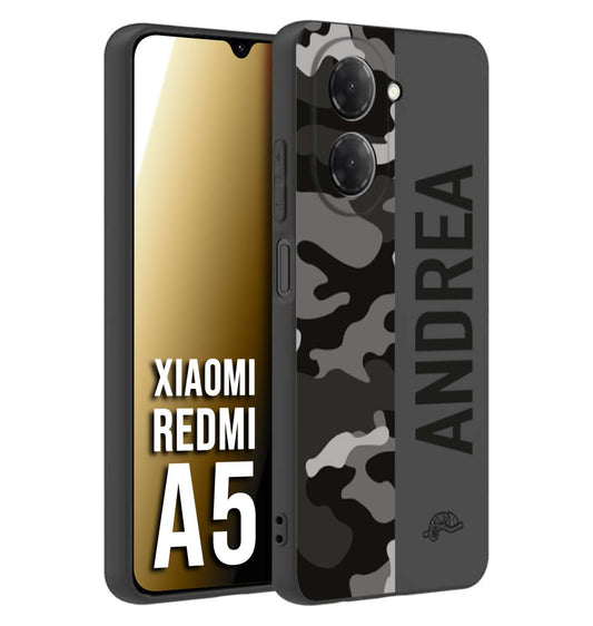 CUSTOMIZZA - Custodia cover nera morbida in tpu compatibile per Xiaomi Redmi A5 camouflage mimetico militare personalizzata nome