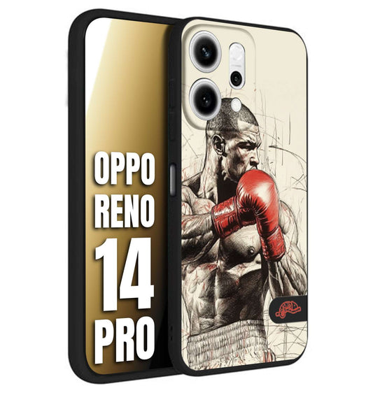 CUSTOMIZZA - Custodia cover nera morbida in tpu compatibile per Oppo Reno 14 PRO pugilato pugili disegno tattoo guantoni box sport ring