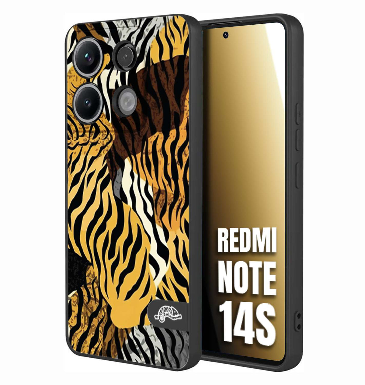 CUSTOMIZZA - Custodia cover nera morbida in tpu compatibile per Xiaomi Redmi Note 14S leopardato tigrato tiger colorata donna fashion estate