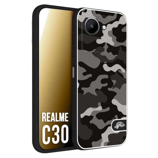 CUSTOMIZZA - Custodia cover nera morbida in tpu compatibile per Oppo Realme C30 camouflage mimetico militare verde green