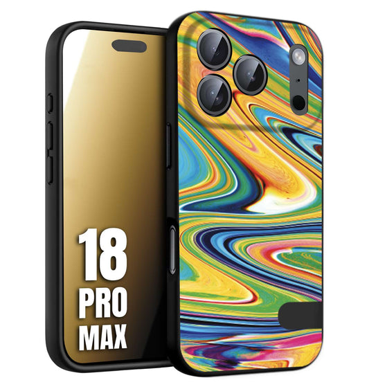 CUSTOMIZZA - Custodia cover nera morbida in tpu compatibile per iPhone 18 PRO MAX colorata fantasia vortice marmo arcobaleno gialla verde blu