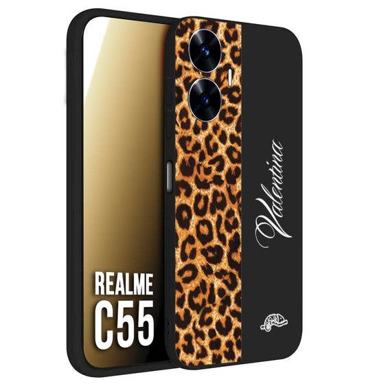 CUSTOMIZZA - Custodia cover nera morbida in tpu compatibile per Oppo C55 custom nome scritta leopardato maculato donna marrone leopard