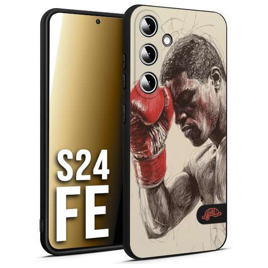CUSTOMIZZA - Custodia cover nera morbida in tpu compatibile per Samsung S24 FE pugilato pugili disegno tattoo guantoni boxer pesi massimi