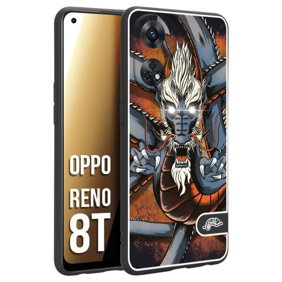 CUSTOMIZZA - Custodia cover nera morbida in tpu compatibile per Oppo Reno 8T drago giapponese tattoo japan dragon