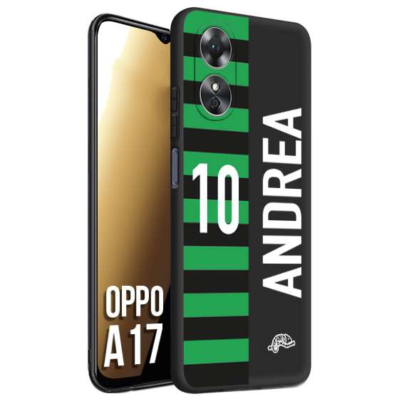 CUSTOMIZZA - Custodia cover nera morbida in tpu compatibile per Oppo A17 personalizzata calcio football nome e numero calciatori neroverde