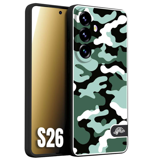 CUSTOMIZZA - Custodia cover nera morbida in tpu compatibile per Samsung S26 camouflage mimetico militare verde green