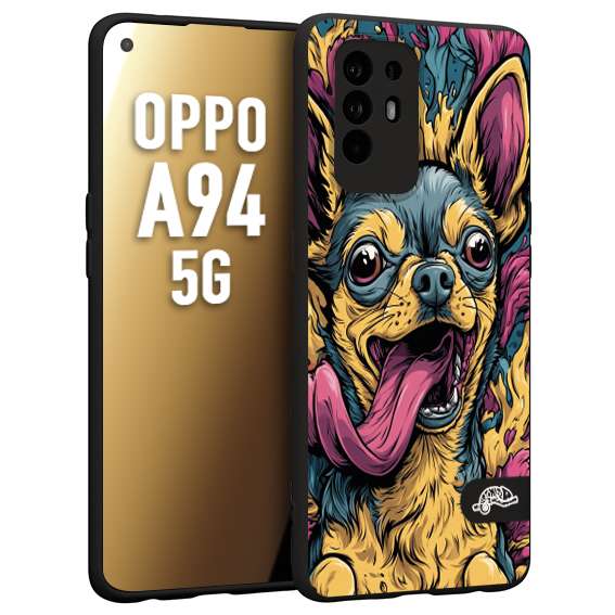 CUSTOMIZZA - Custodia cover nera morbida in tpu compatibile per Oppo A94 5G Chihuahua illustrazione cane pop art cane street art cartone animato