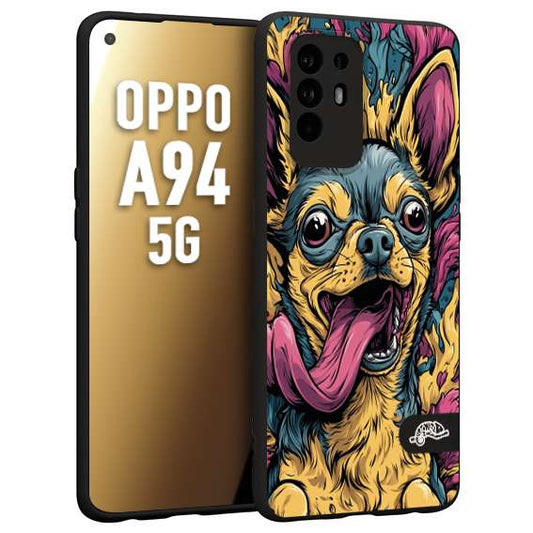 CUSTOMIZZA - Custodia cover nera morbida in tpu compatibile per Oppo A94 5G Chihuahua illustrazione cane pop art cane street art cartone animato