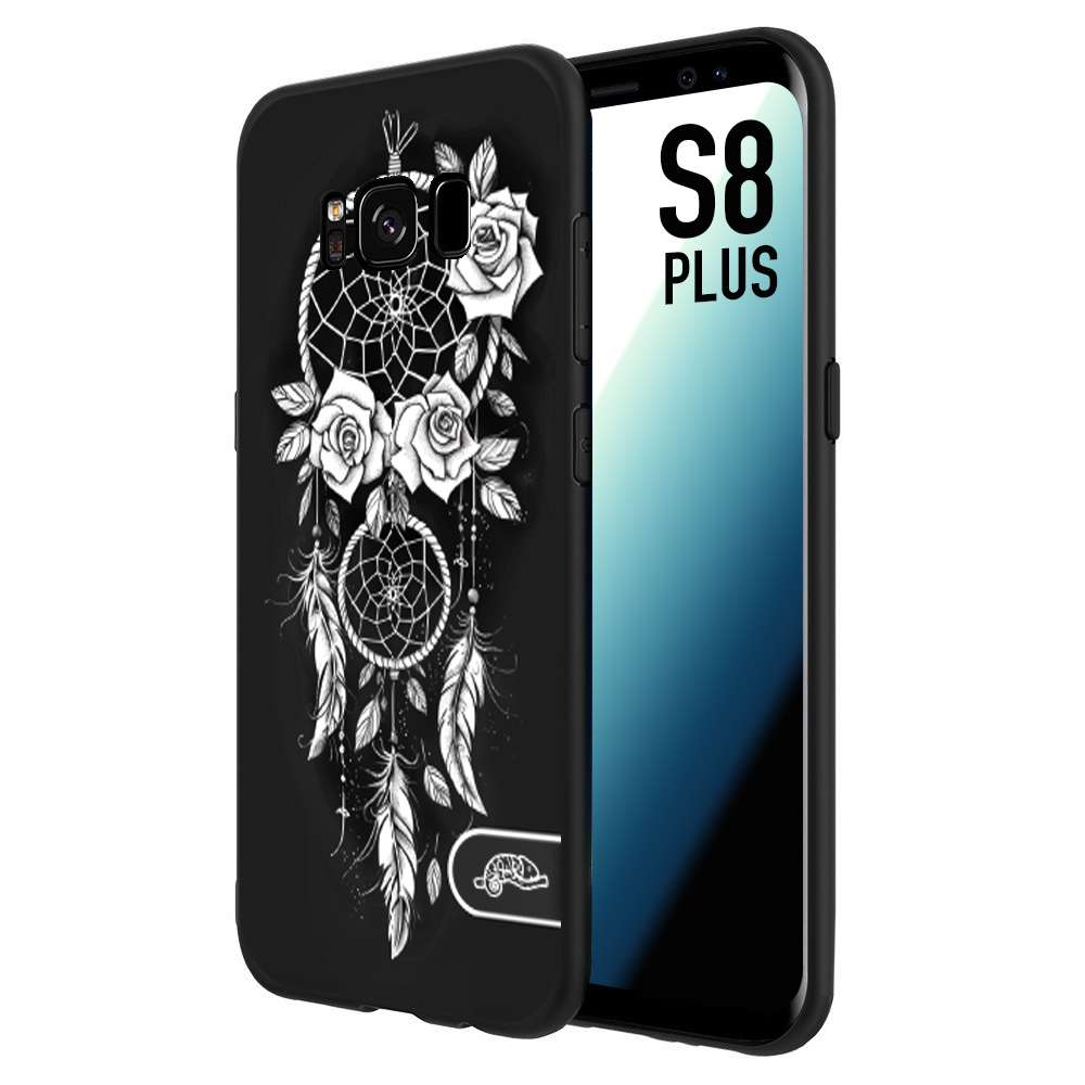 CUSTOMIZZA - Custodia cover nera morbida in tpu compatibile per Samsung S8 PLUS acchiappasogni dreamcatcher black and white bianco a rilievo disegnato tattoo tatuaggio